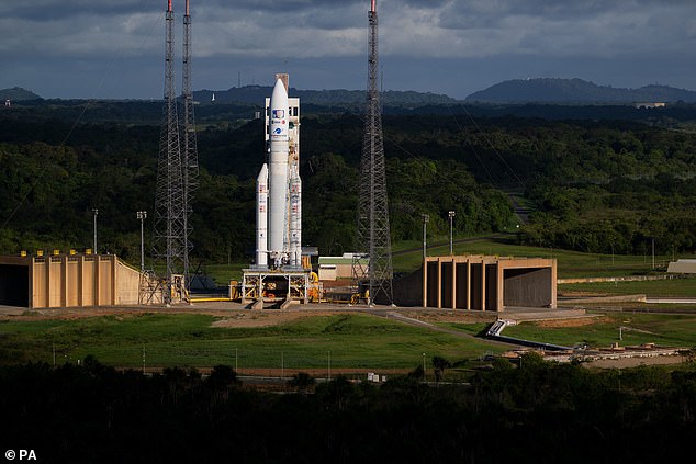 Countdown: One of Europe's boldest and most technologically-challenging space missions is undergoing its final preparations ahead of its hugely-anticipated lift-off in a matter of minutes