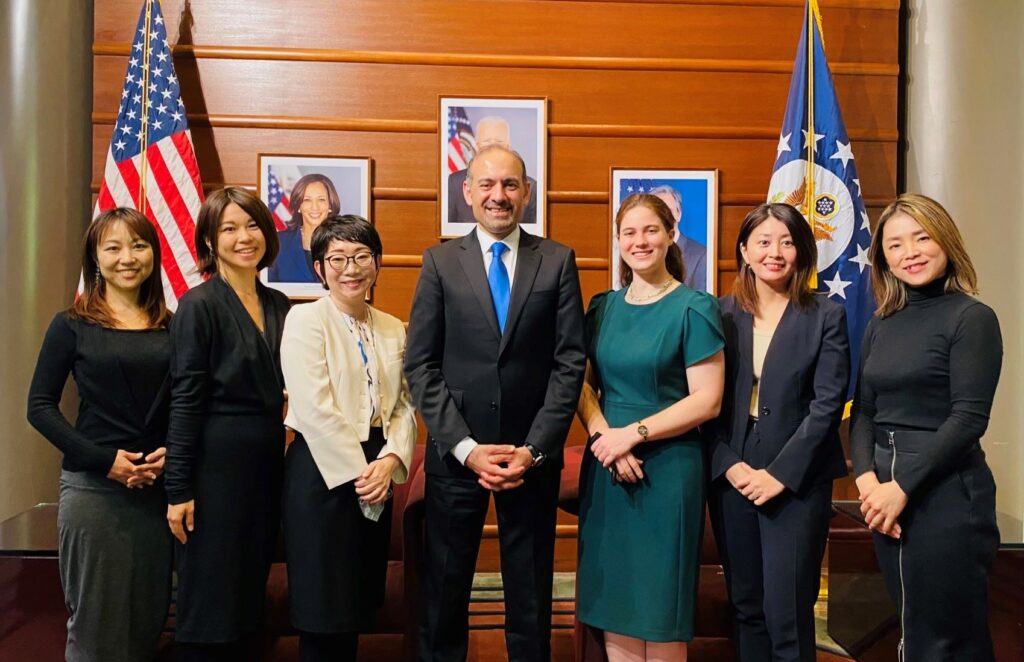 Special Representative for Commercial and Business Affairs Dilawar Syed poses for a photo with alumnae from the State Department’s POWER program at the U.S. Embassy in Tokyo, Japan.