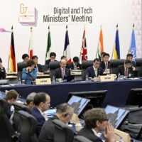 Digital and technology ministers from Group of Seven nations hold the final day of their weekend meeting in Takasaki, Gunma Prefecture, on Sunday. | KYODO