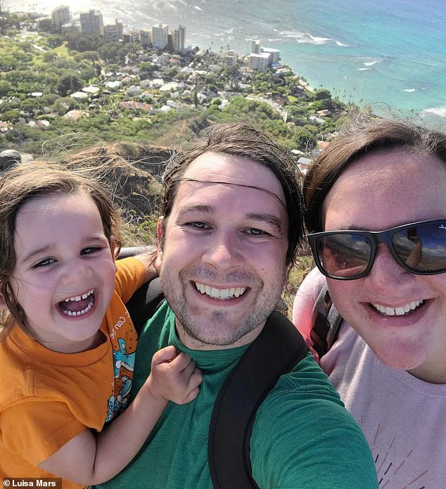 The Mars family were enjoying a perfect family holiday in sunny Costa Rica when the iguana attacked. Pictured here is Lena alongside her parents Julian and Luisa