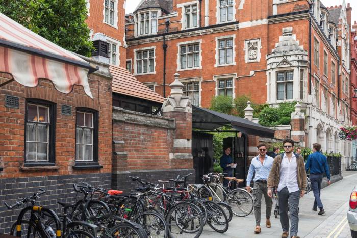 A street view of the Chiltern Firehouse restaurant, London