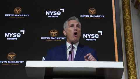 Kevin McCarthy speaks at the New York Stock Exchange