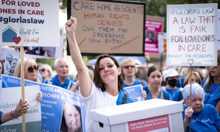 Henshall at a Rights for Residents protest at 10 Downing Street, London.