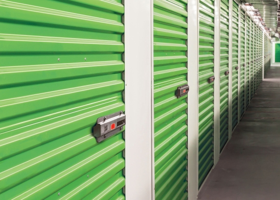 Smart locks on a row of unit doors