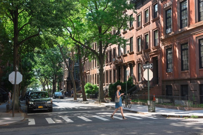 Brownstone town houses in Brooklyn Heights