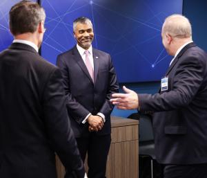 Mr. Saunders conversing with customs leaders