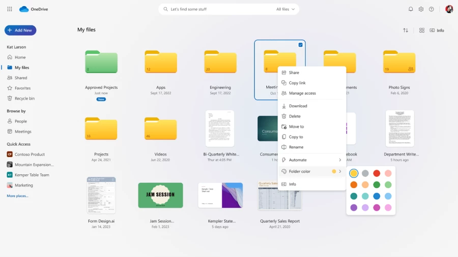 Pick the color you want for your folders in OneDrive.