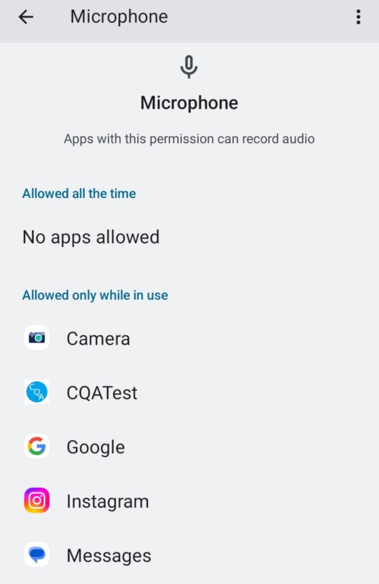 Screenshot of Android phone settings