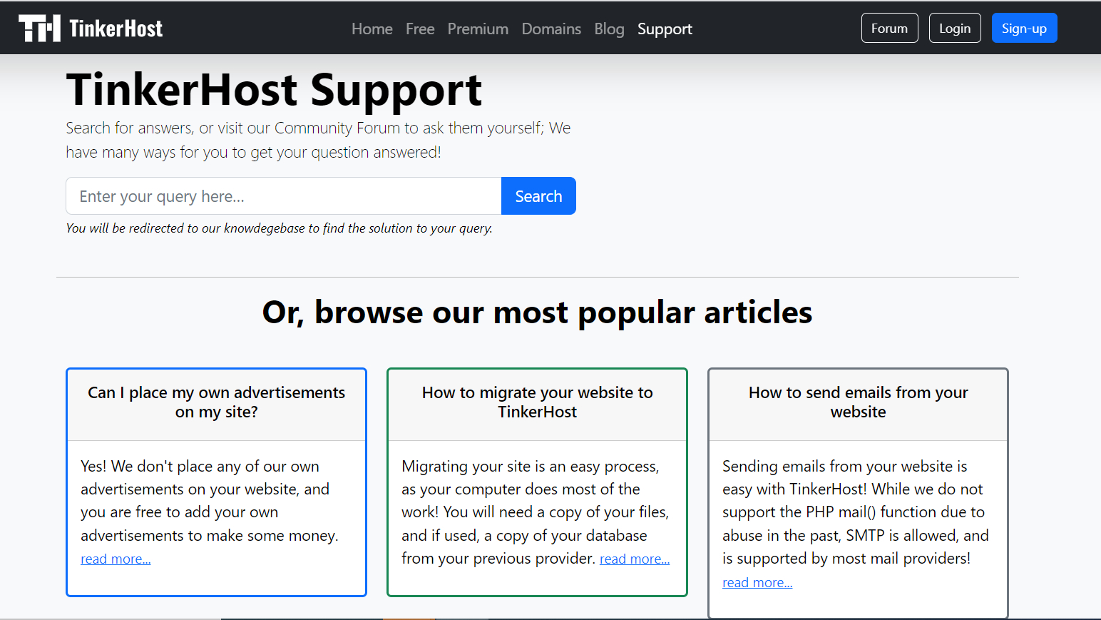 TinkerHost support page