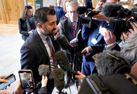 Humza Yousaf speaking to the media after FMQs today.