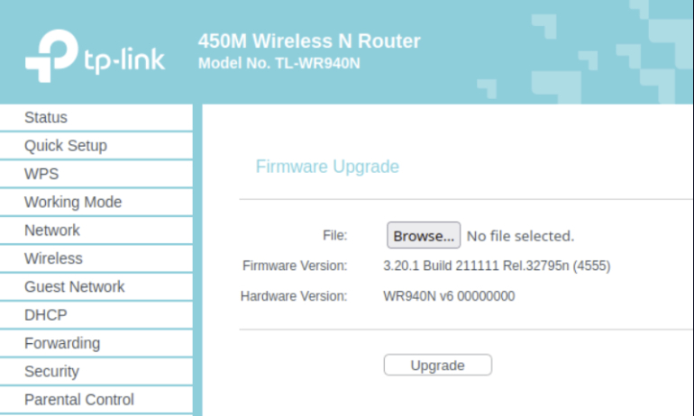 Legitimate SoftwareUpgradeRpm.htm web page.