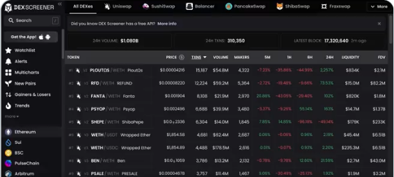 Twitter User Dami DeFi Demonstrates DEX Screener