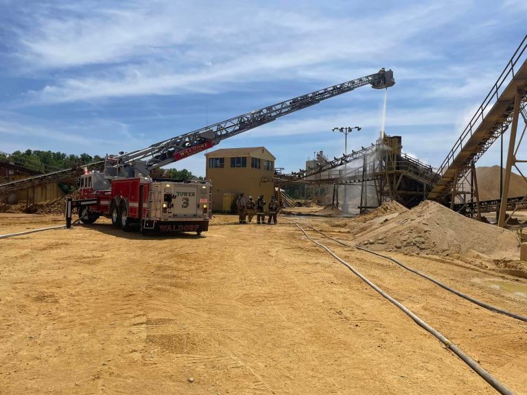 Firefighters Respond To Large Commerical Fire At Chaney Enterprises In Waldorf