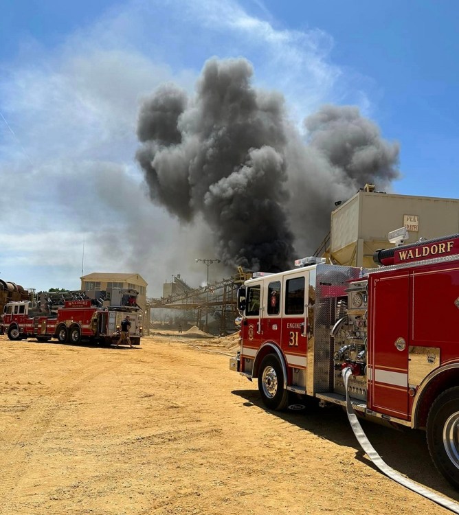 Firefighters Respond To Large Commerical Fire At Chaney Enterprises In Waldorf