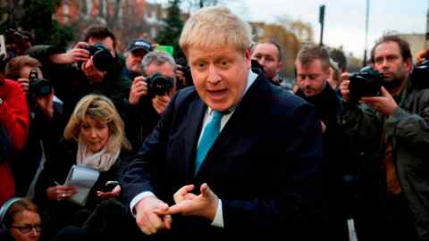 Boris Johnson in 2016 giving a statement to reporters