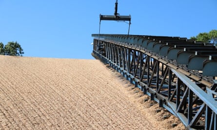 A woodchip pile at a Amite BioEnergy site.