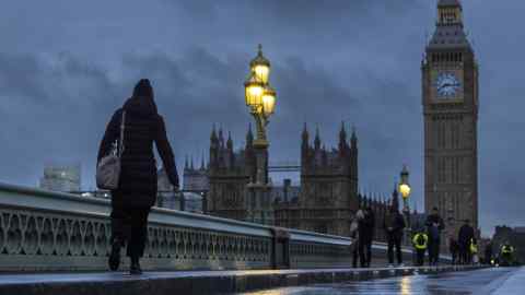 Commuters cross Westminster Bridge