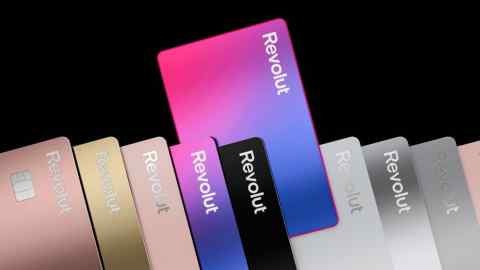 A close-up of Revolut bank cards