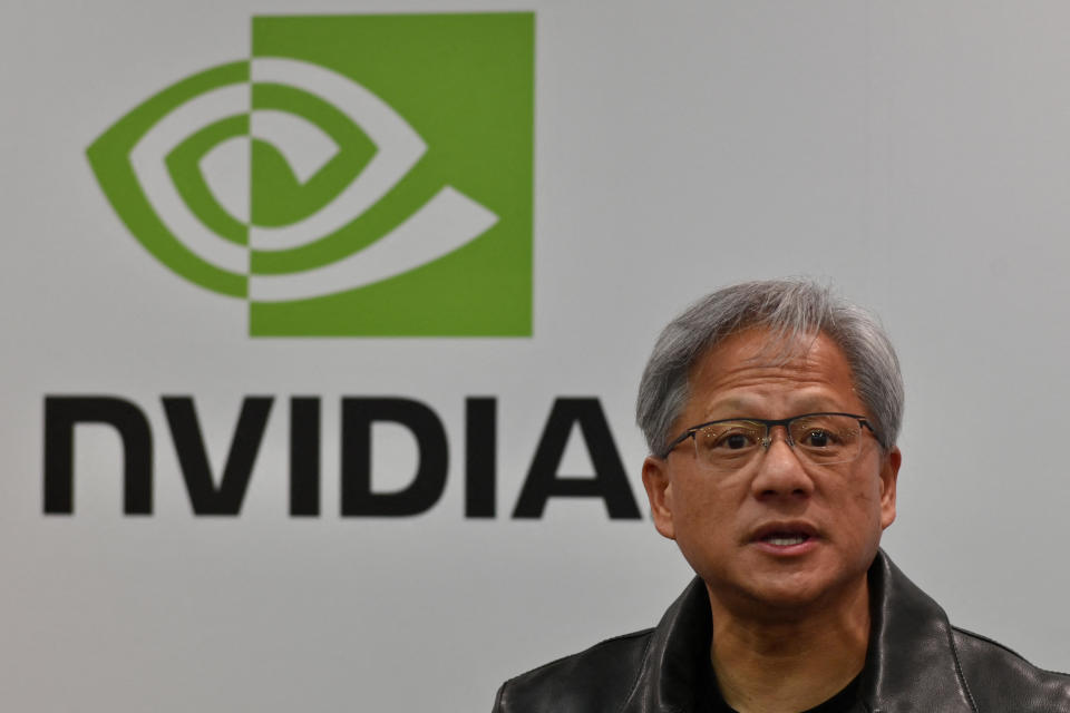 Jensen Huang, CEO of NVIDIA, speaks during a press conference at the Computex 2023 in Taipei on May 30, 2023. (Photo by Sam Yeh / AFP) (Photo by SAM YEH/AFP via Getty Images)