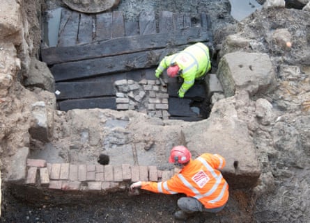 Parts of the wall being unearthed