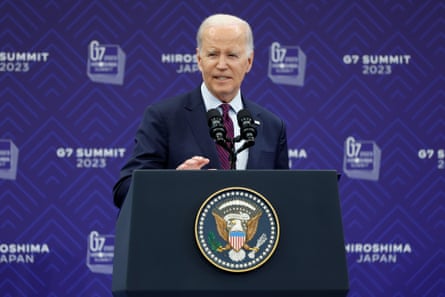 US president Joe Biden speaks during a news conference following the G-7 summit in Hiroshima