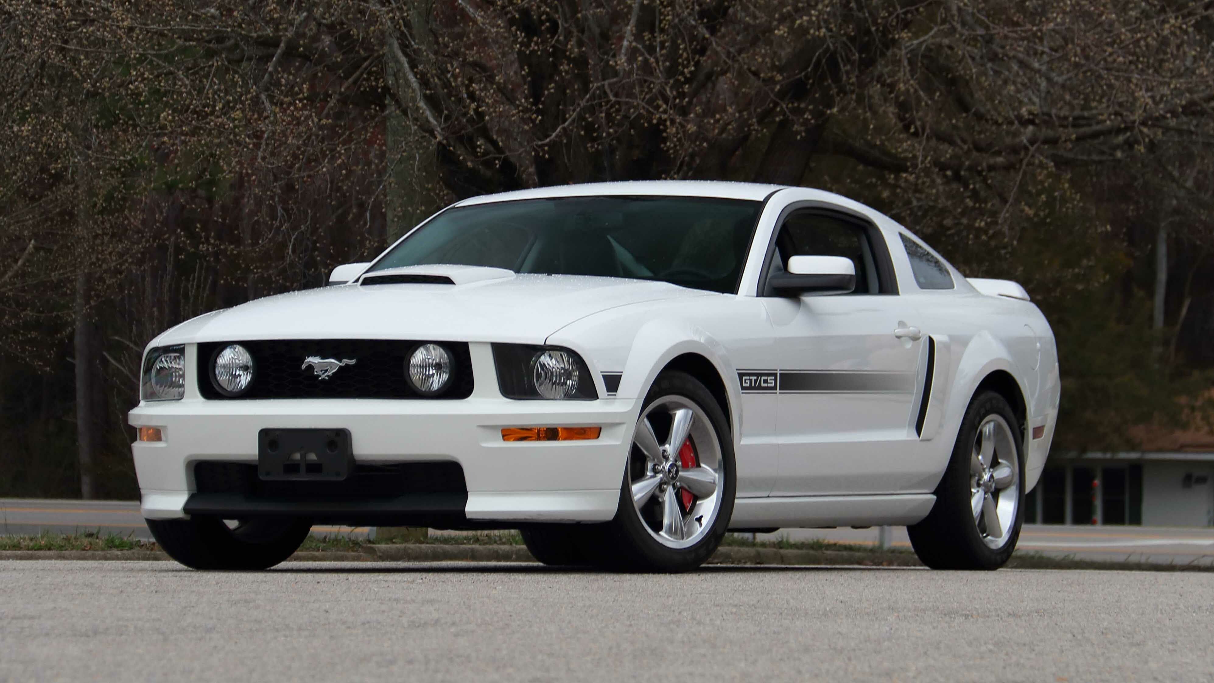 White 2007 Mustang GT California Special on the road