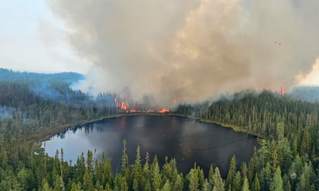 In this image released by the Ontario Ministry of Natural Resources and Forestry, the Chapleau 3 wildfire burns near the township of Chapleau, Ontario, on Sunday, June 4, 2023.