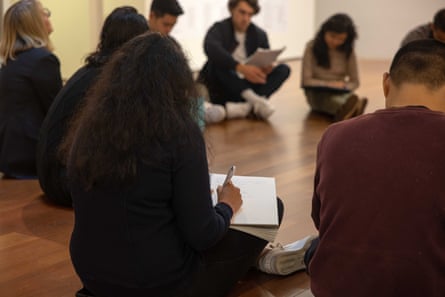 Students taking notes in the narrative medicine course