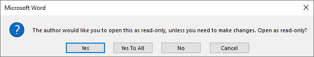 Microsoft Word's confirmation dialog box.