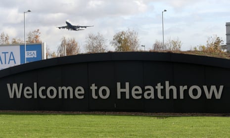 A British Airways plane taking off from Heathrow Airport.