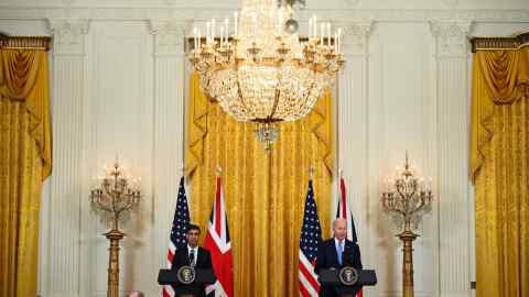 Rishi Sunak and Joe Biden in the White House. The UK prime minister laid the ground for a new relationship, with more definition of different interests than in the past