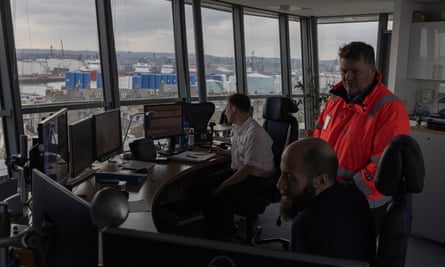 Roddy James, Aberdeen Port chief commercial officer, inside the Harbour Control Tower at the mouth of the River Dee.