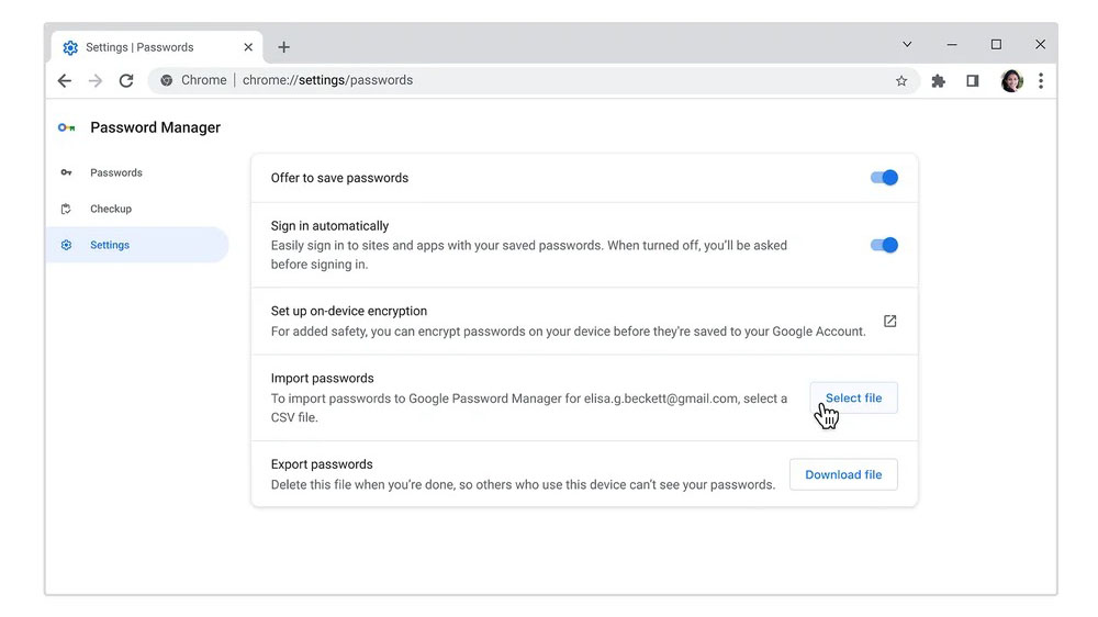 Google Password Manager setup