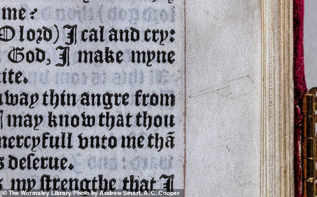 In this copy of 'Psalms or Prayers' at the Wormsley Library, Henry VIII drew a manicule - a mark in the shape of a hand with its index finger pointing - at a passage that read: 'Turn away thine anger from me, that I may know that thou art more merciful unto me than my sins deserve'