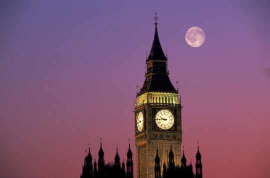 A full moon above Big Ben, London