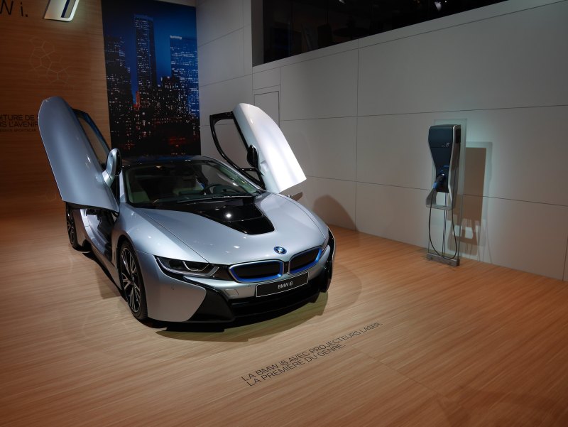 BMW i8 at charging station