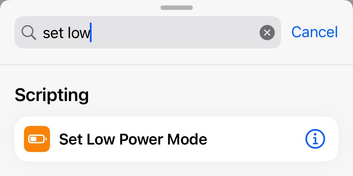 The scripting option that lets you force Low Power Mode on iPhone.