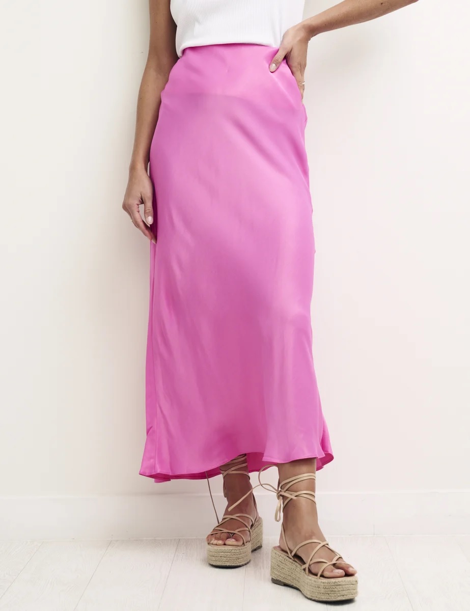 Nobody’s Child pink satin slip skirt for £45