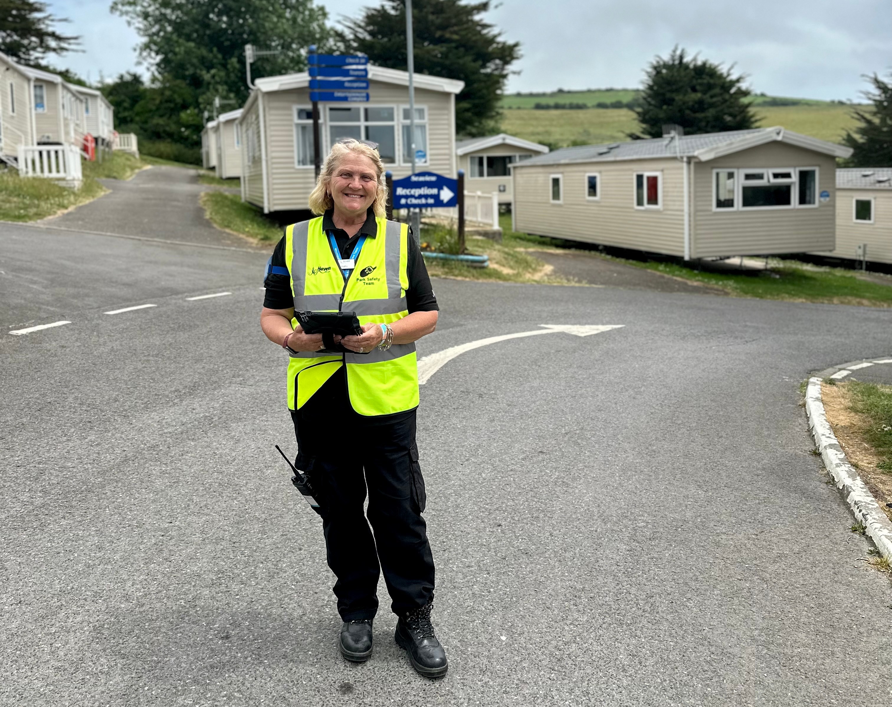 Kathy Hanwell ran a holiday home business in France before returning to the UK after her husband passed - now she works as a member of the seasonal security team at the Haven park in Weymouth