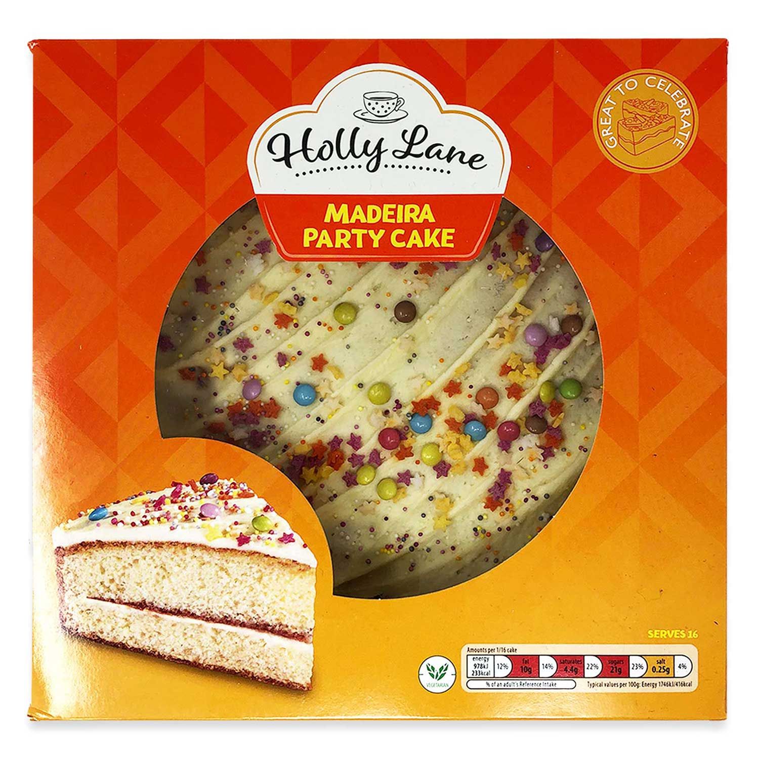 Aldi's Holly Lane Madeira party cake for £4.69