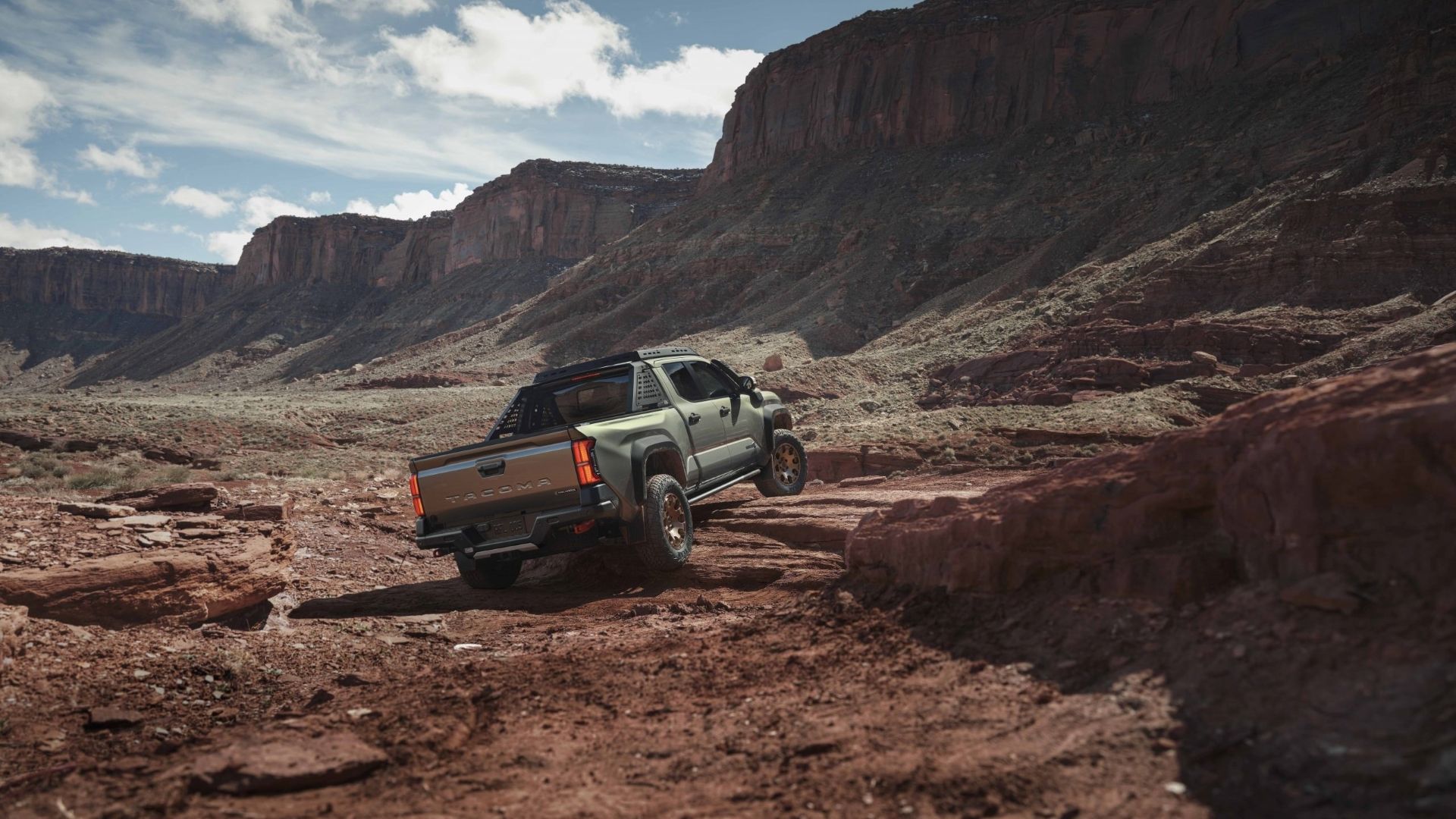 Rear action shot of the 2024 Toyota Tacoma