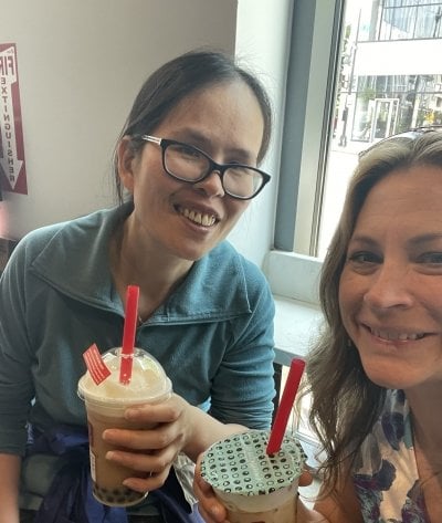 Research faculty and staff enjoy a beverage together on the DC trip