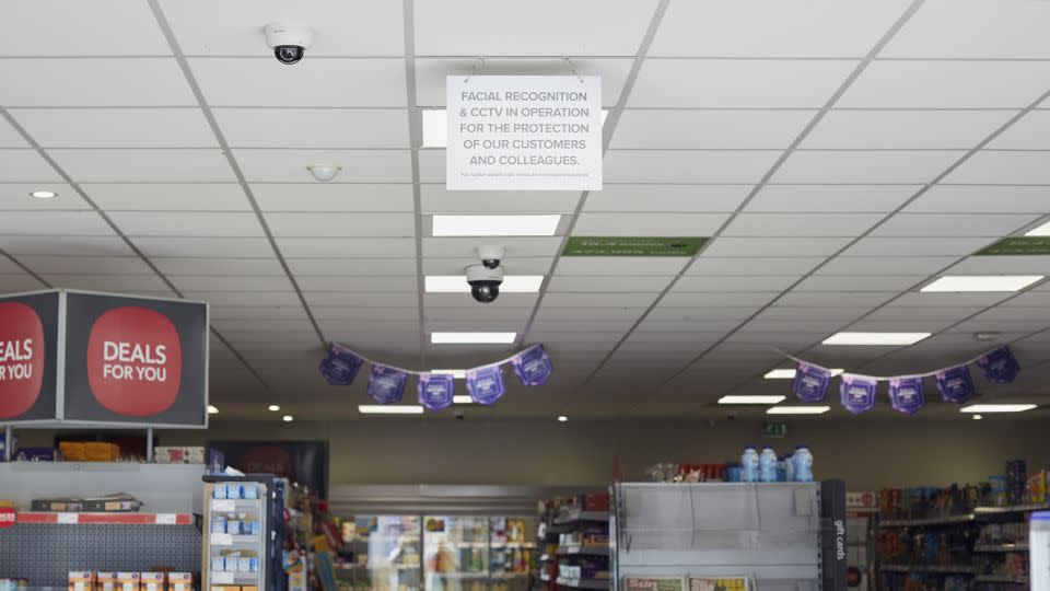 A sign at a supermarket that uses Facewatch in Bristol, England, photographed in June 2023 - Suzie Howell/he New York Times/Redux