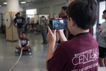 Students participate in hands-on science demonstrations during a CENTAUR-sponsored nuclear science summer camp at Texas A&M University