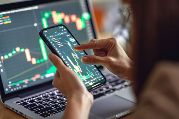 Woman checking investment accounts