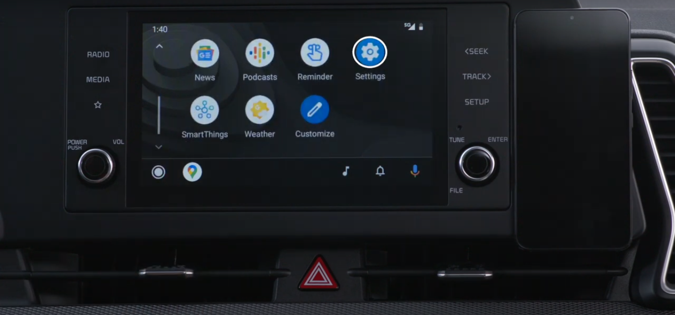Android Auto Interface on a KIA Automobile