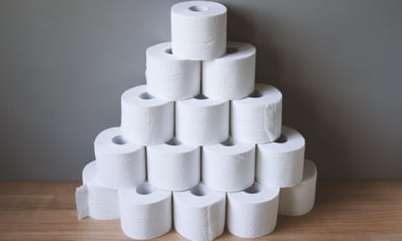 Stacked toilet paper rolls