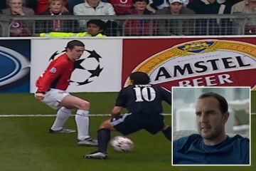 Watch as O’Shea’s iconic nutmeg of Luis Figo is celebrated in hilarious parody