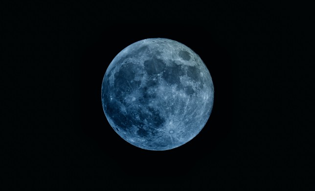 A full moon in the night sky.