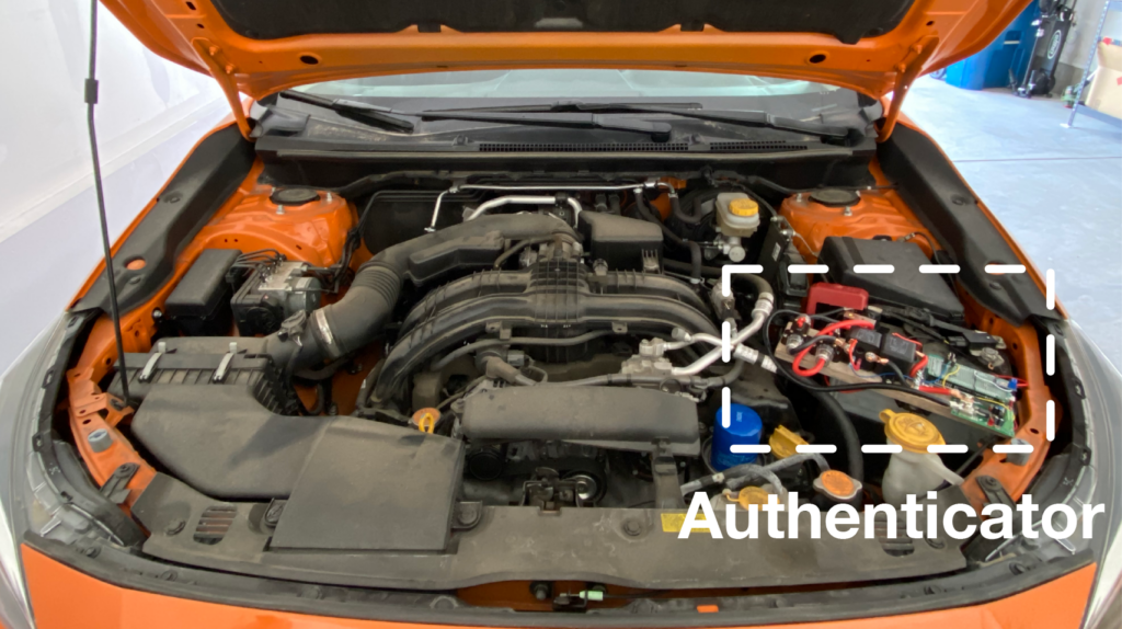 An experimental prototype of the Battery Sleuth authenticator device installed in a vehicle. Image credit: Kang Shin